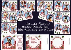 20 , A5 Toppers Of Beautiful Christmas Dogs With 2 Inserts
