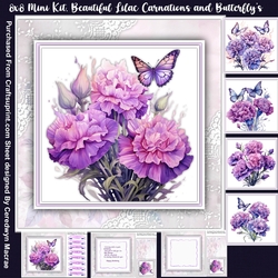 8x8 Mini Kit, Beautiful Lilac Carnations and Butterflys