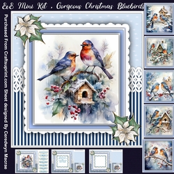 8x8 Mini Kit, Gorgeous Christmas Bluebirds
