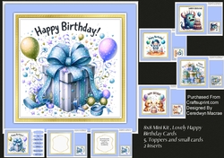 8x8 Mini Kit, Happy Birthday Cards , Blue , Request