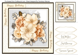 8x8 Quick Card Sepia Blossom  on Lace 