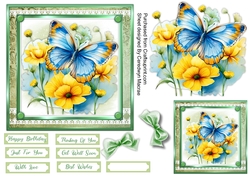 Gorgeous 6x6 Blue  Butterfly card 