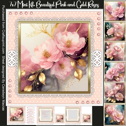 7x7 Mini Kit, Beautiful Pink and Gold Roses