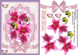 Nice A5card ,ceriselilys in a Pink Frame