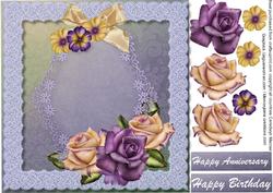 Beautiful Soft Lilac 8x8 with Roses and Lace