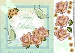 Beautiful 8x8 in Soft Green with Green Butterflys