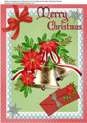 Lovely A4 Christmas Bells with Red Pointsettia Flower