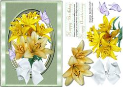 Lovely A5 Yellow Lillies in a Oval Frame
