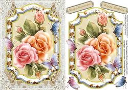 Beautiful Pink and Apricot Roses Ina Gilded Frame