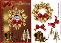 Beautiful Gold Holly Wreath and Presents