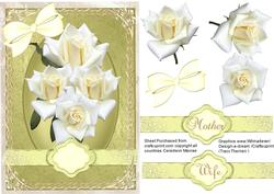 Beautiful White Roses on a Gold Background