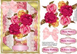Beautiful Roses on a Gold and Lace Mat