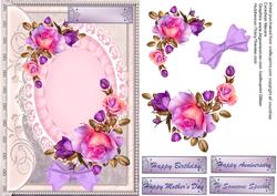 Lovely Lilac Roses on a Pink Mat