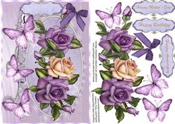 Lovely Lilac and Cream Roses on a Lace Mat