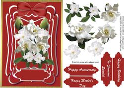 Lovely White Gardenias on a Red Layered Mat
