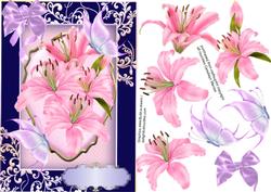 Lovely Pink Lillies Ona Lilac Frame