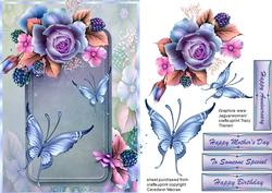 Lovely Roses on a Crushed Blue Frame