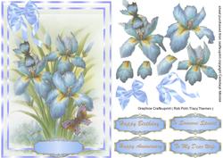 Lovely Blue Irises an Butterflys