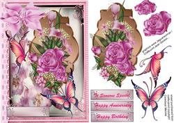 Flutterbys and Pink Roses