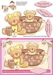 Cute Teddys Having a Tea Party in a Tea Cup