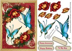Beautiful Aqua Butterflys on a Crem Plaque