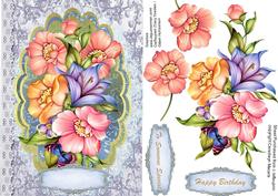 Beautiful Spray of English Roses on a Lace Mat