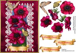 Beautiful Red Anemones on a Lace Mat