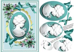 Beautiful Cameo in Teal and Gold