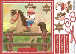 Little Tumble Weed Coyboy on His Horse