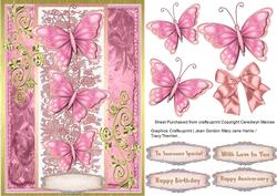 Stunning Pink Butterflys on a Pink Lace Plaque