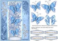 Stunning Butterflys in Blue on a Blue Lace Plaque