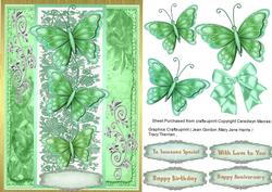 Stunning Green Butterflys on a Lace Plaque