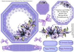 Beautiful Lilac Easel or Topper with Winter Lillys