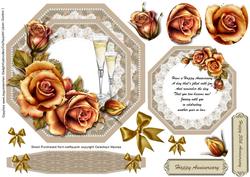 Beautiful Anniversary Easel or Topper in Gold
