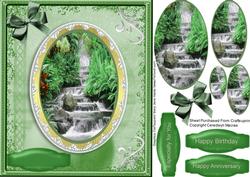 Beautiful Green Cascading Waterfall in (pyramarge )