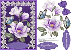 Beautiful Lilac Magnolias in a Lace Frame