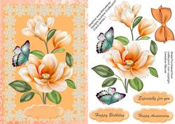Beautiful Orange Magnolias in a Lace Frame