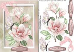 Beautiful Pink Magnolias and Butterflys
