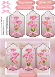 Lovely Pink Poppys on a Ornate Plaque