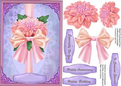 Beautiful Dahlia's on a Ribbon Bow