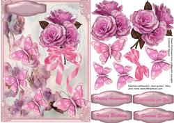 Lovely Pink Roses and Butterflys