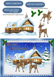 Lovely Reindeers and Christmas Scene