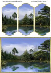 Lovely Tripych Card Scene of a Lake