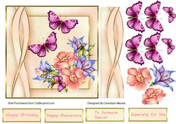 Lovely Pink Flowers and Butterflys