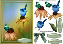 Lovely Bluebird and Butterfly