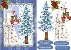 Ovely Santa with Presents and Blue Tree