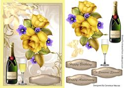 Lovely Yellow Roses and Champagne