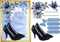 Lovely Black Shoes and Lillies on a Gold Frame