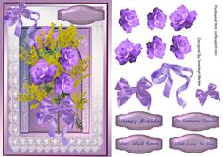 Beauthiful Lilac Roses and Mimosa