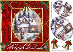 Beautiful Red Christmas Card on Velvet and Gold